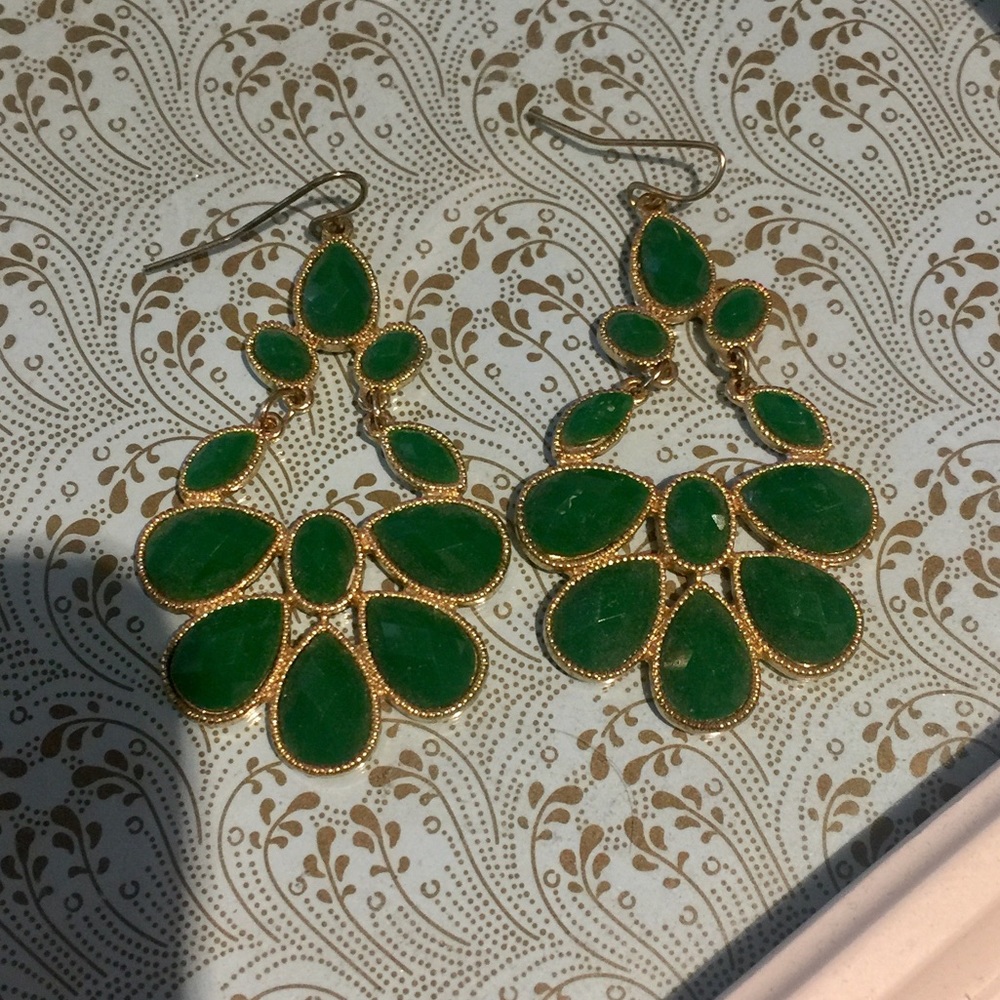Anthropologie earrings in beautiful emerald green