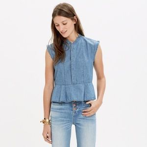 Chambray Peplum Tank Top 🍍