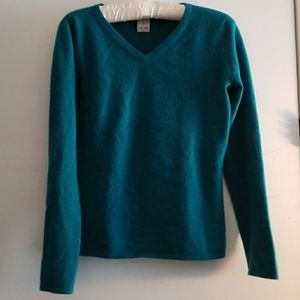 100% Cashmere V-Neck Sweater Teal