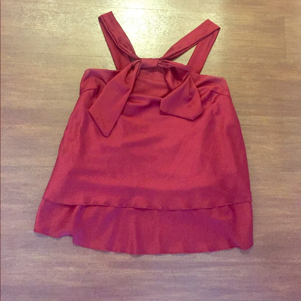Silk maroon blouse with bow detail