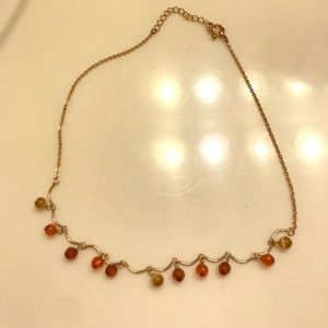 Orange and brown beaded short necklace