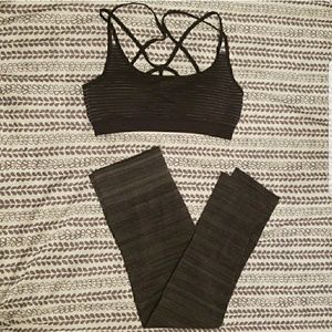Gray and Black Fabletics Sports Bra