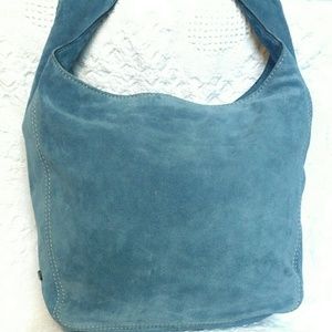 Michael Kors blue Lena large suede shoulder bag