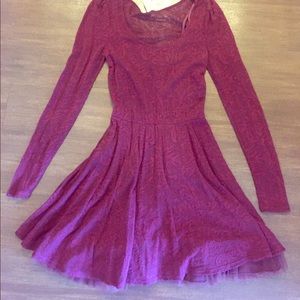 Free people maroon dress with tool underskirt