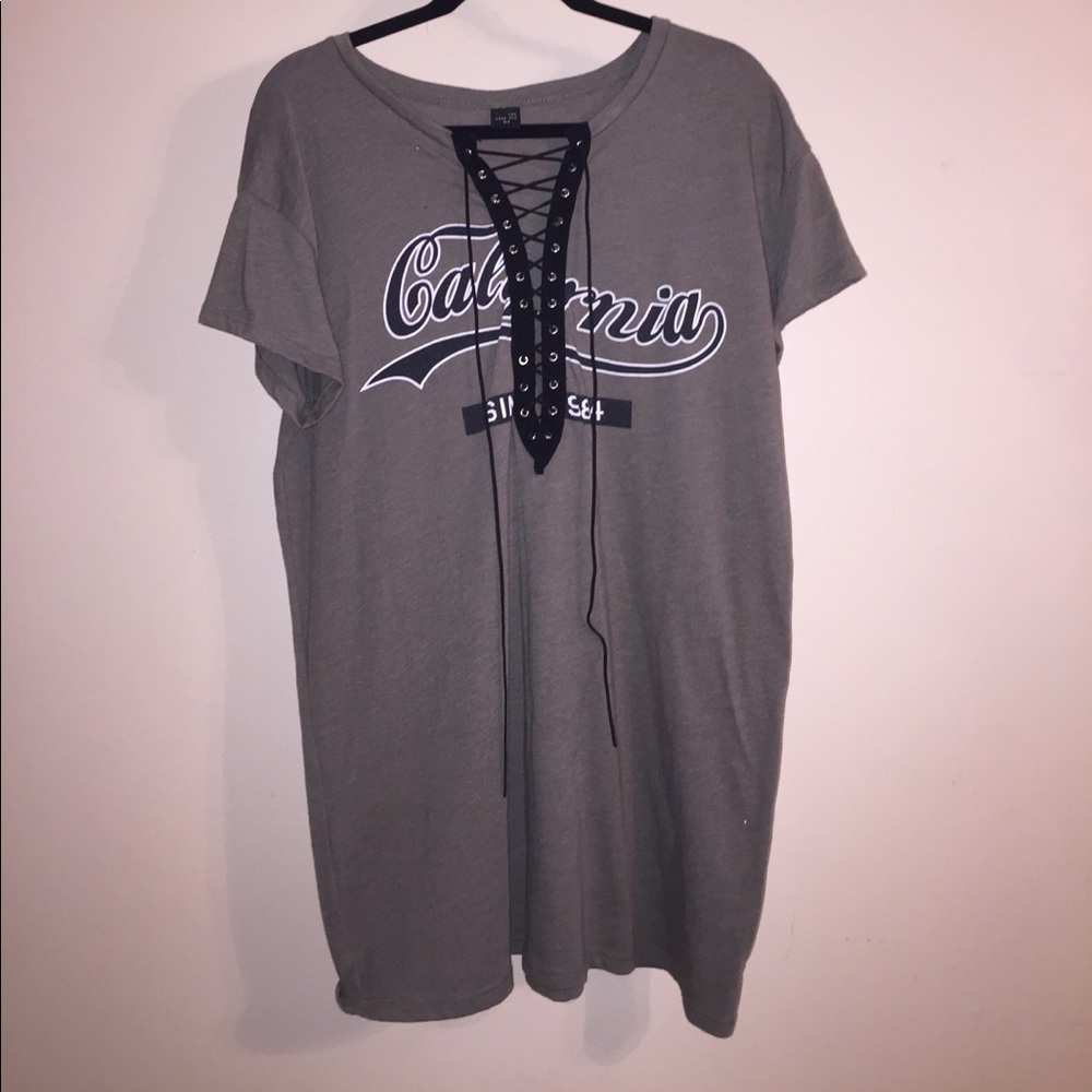 Lace up T shirt dress