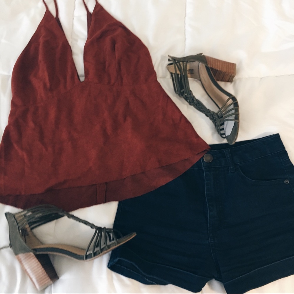 Burnt orange plunge tank top