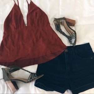 Burnt orange plunge tank top
