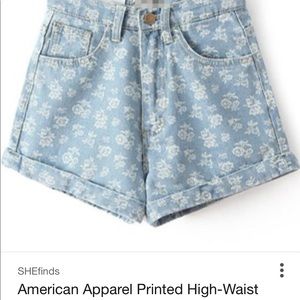 AMERICAN APPAREL HIGH WAIST DENIM CUFF SHORTS