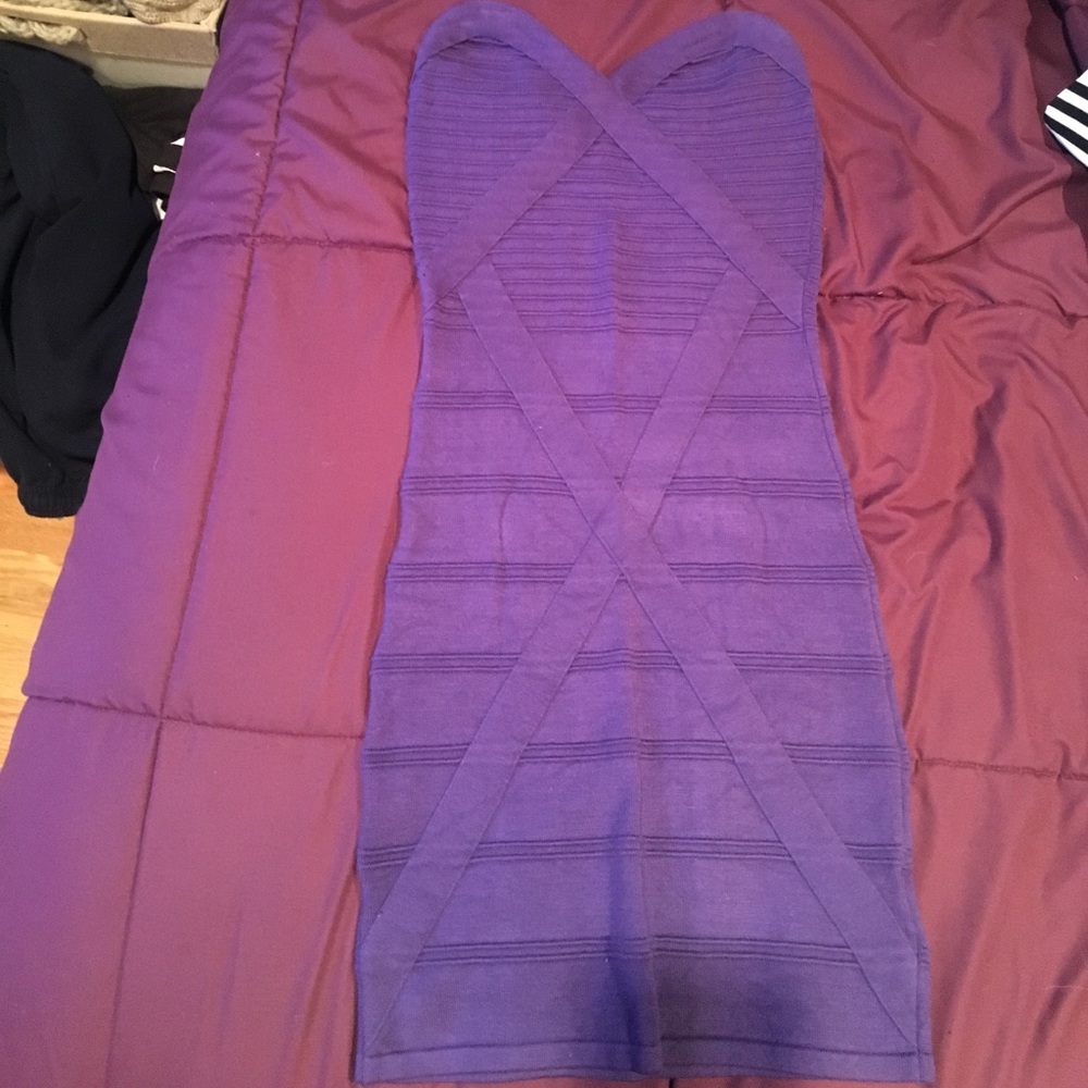 Purple sweetheart bandage dress