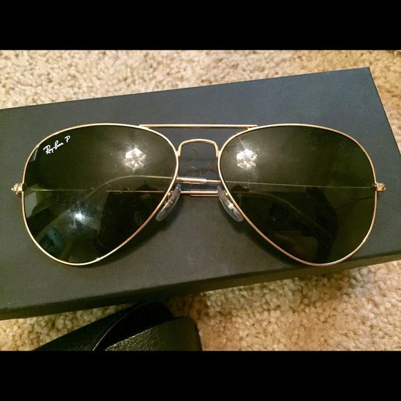 SOLD Polarized black raybans with gold frames - Picture 2 of 2