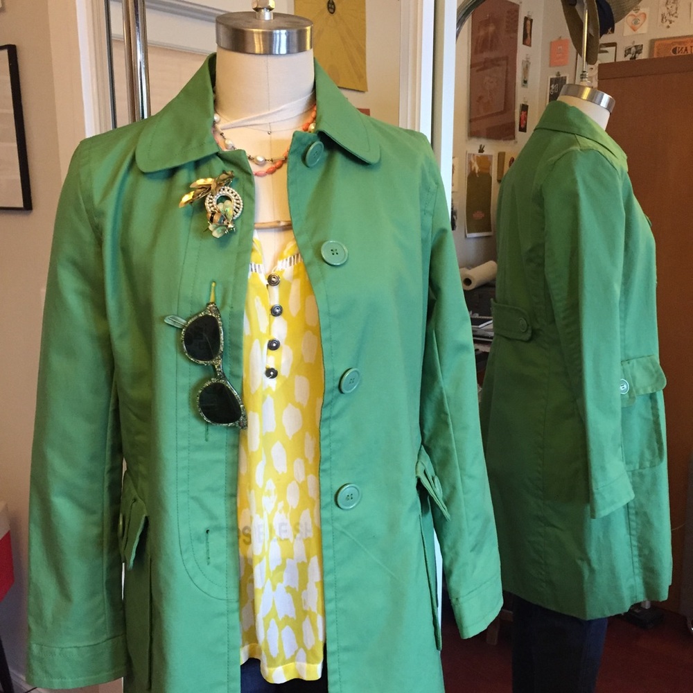 Nine West Grass Green Long Spring Coat Size S/P