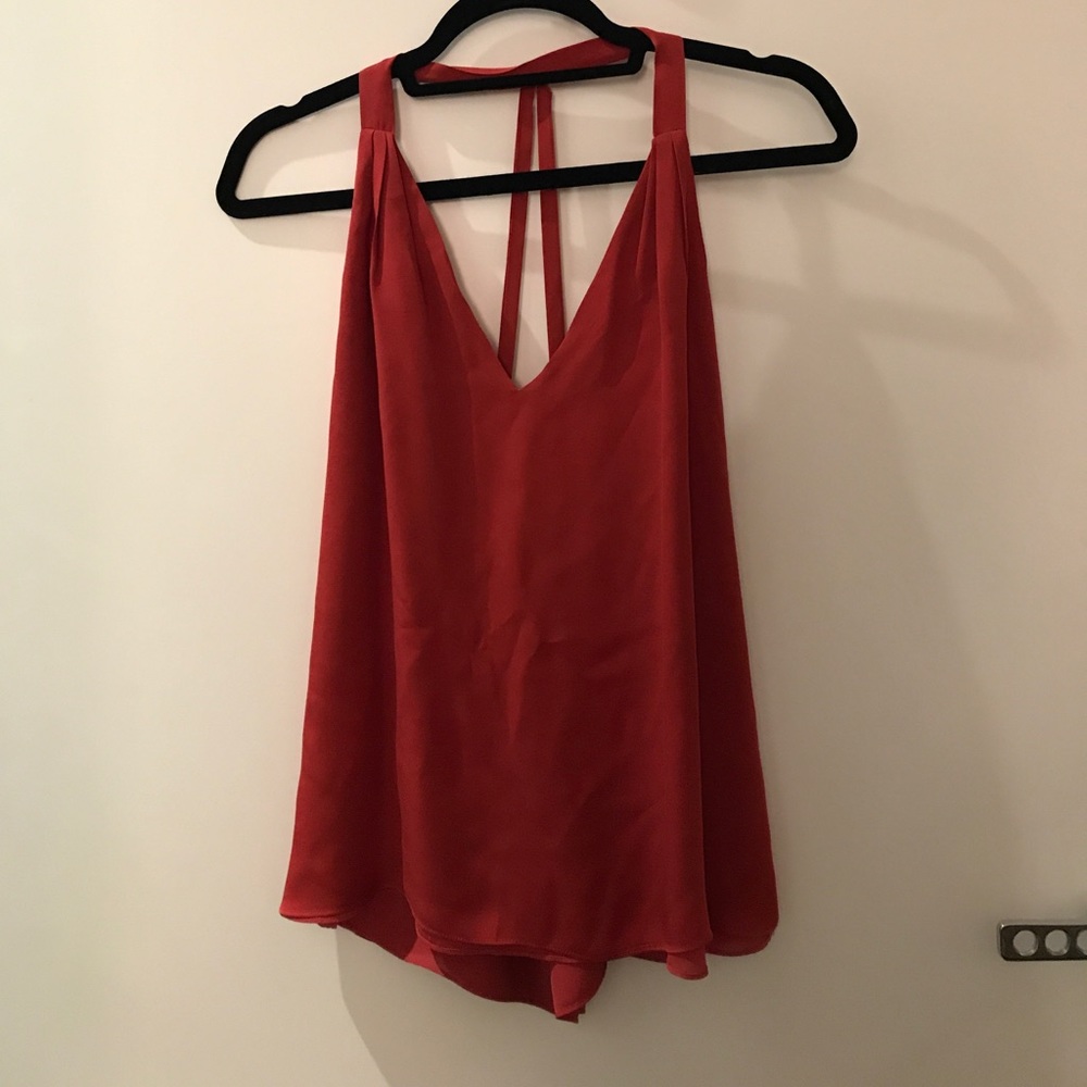 Haute Hippie strappy back tank- red - size small