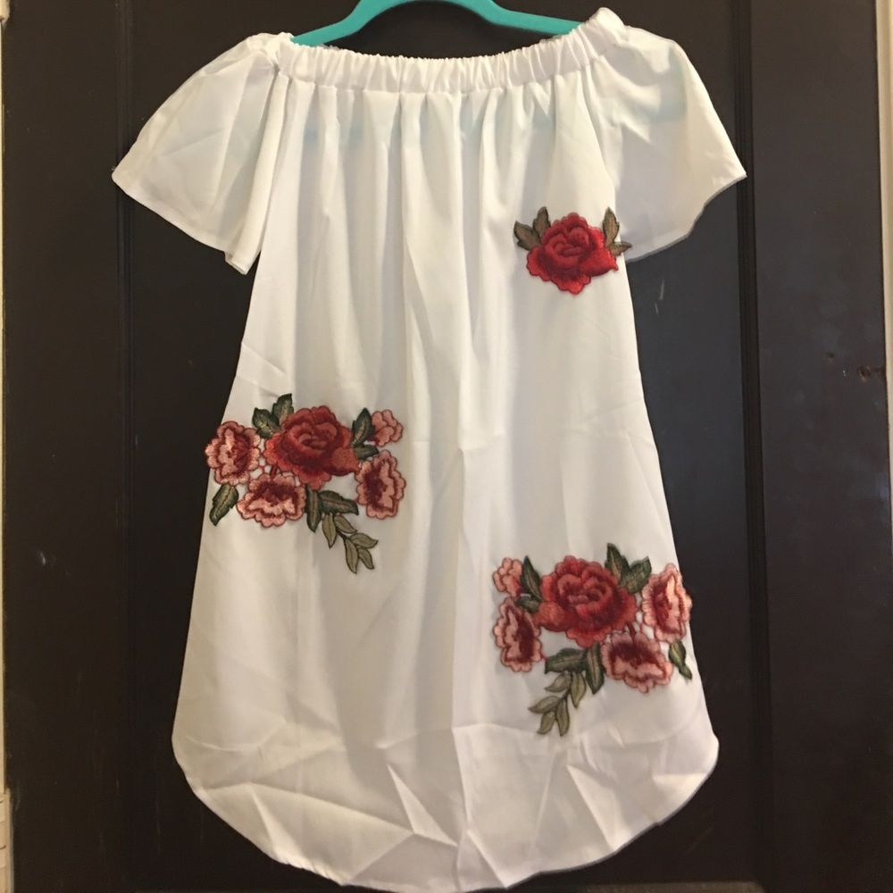 Off the shoulder white long blouse