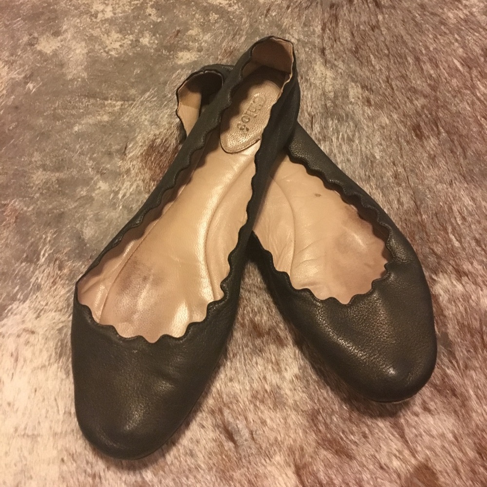Black shimmer flats