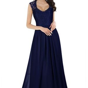 LACE SEXY FORMAL DRESS-LONG-WEDDING-BLUE