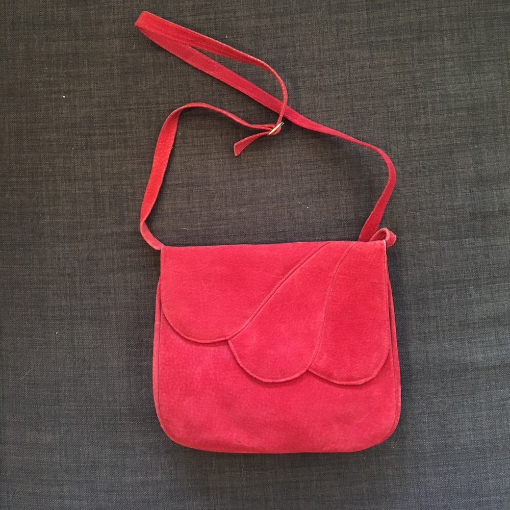 Beautiful bright red suede purse