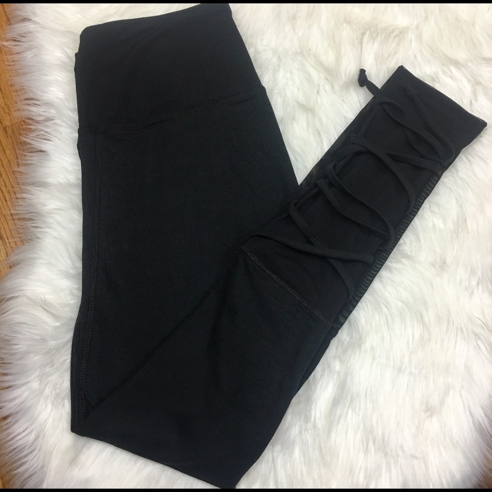 Lace Up Mesh Yoga Pants Workout Leggings - Picture 4 of 6