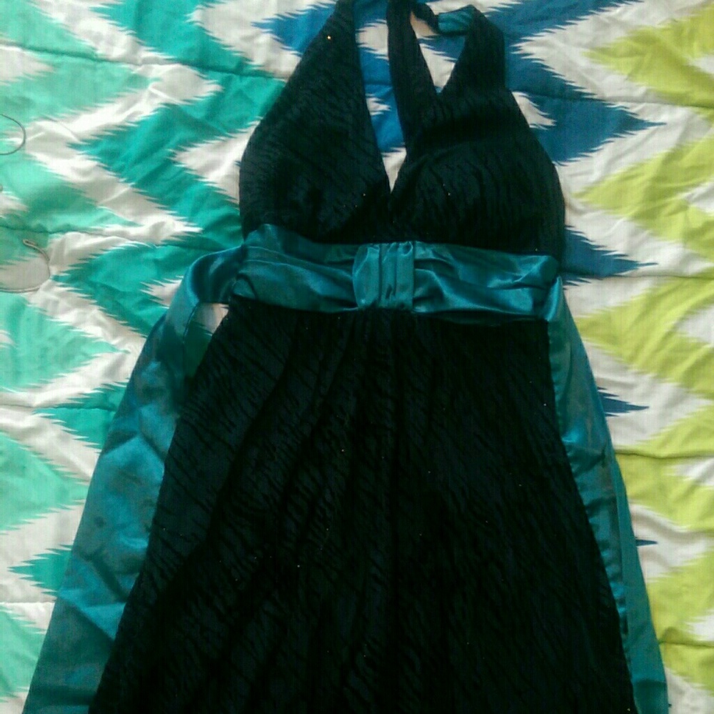 Teal/Black zebra print formal dress 👗💜