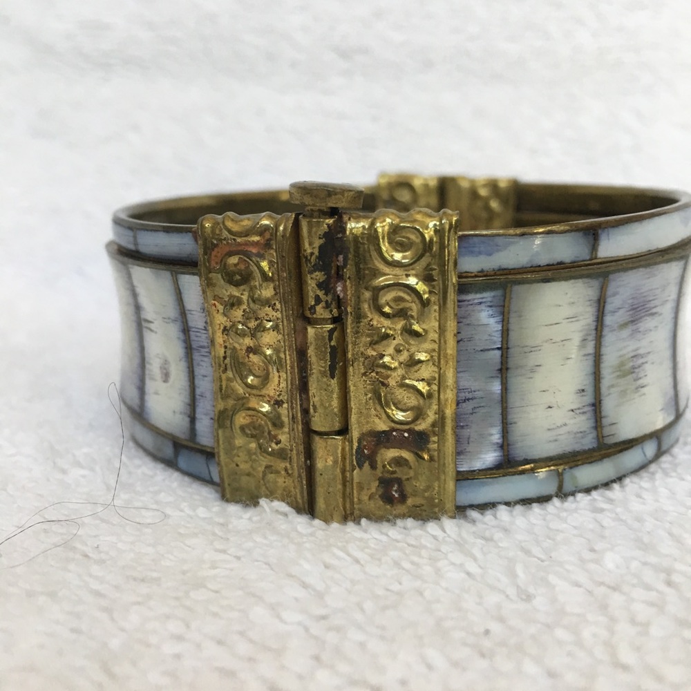 Mother of Pearl and Brass Bracelet