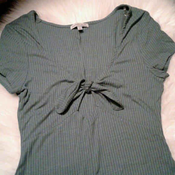 FINAL $ Center Twist Cut Out Teal Body Suit - Picture 2 of 6