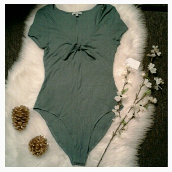 FINAL $ Center Twist Cut Out Teal Body Suit - Picture 6 of 6