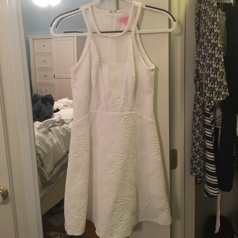 Lilly Pulitzer White Dress with Floral Embroidery