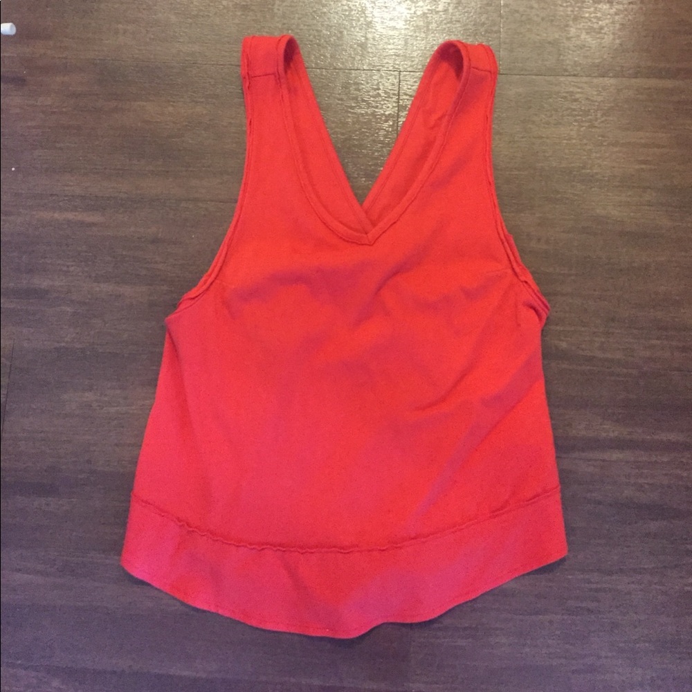 Free people red top with criss cross back