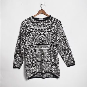 Vintage Black and White Sweater w/ Wool and Angora