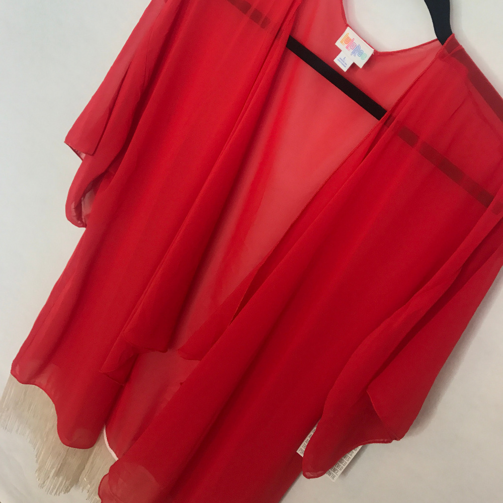 NWT LuLaRoe Large Monroe Kimono Red/White