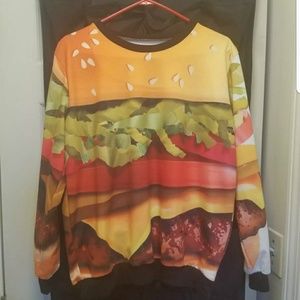 Cheeseburger Sweater Colorful 3D Graphic Print