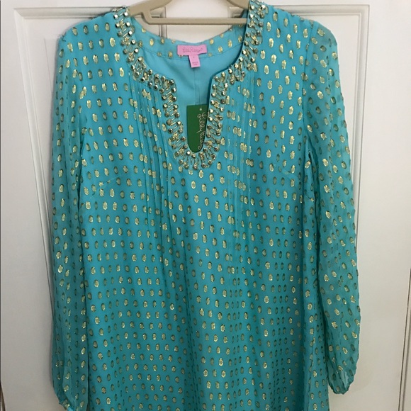 Lilly Pulitzer Colby Silk Tunic Dress in Aqua - Picture 4 of 6