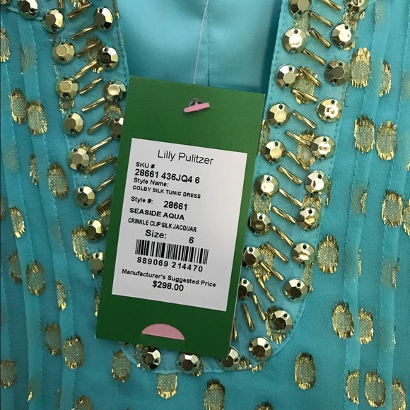 Lilly Pulitzer Colby Silk Tunic Dress in Aqua - Picture 6 of 6
