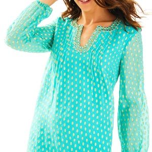 Lilly Pulitzer Colby Silk Tunic Dress in Aqua