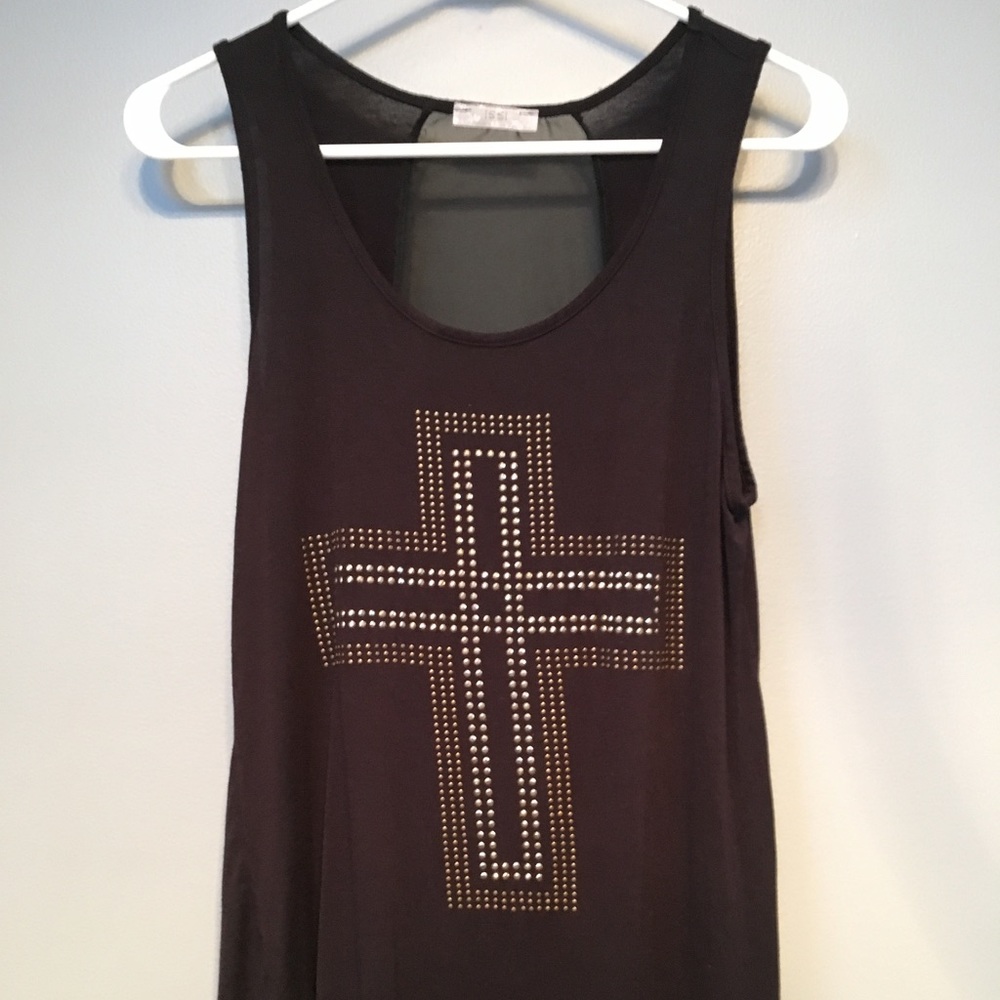 Black Sheer and Cotton Tank