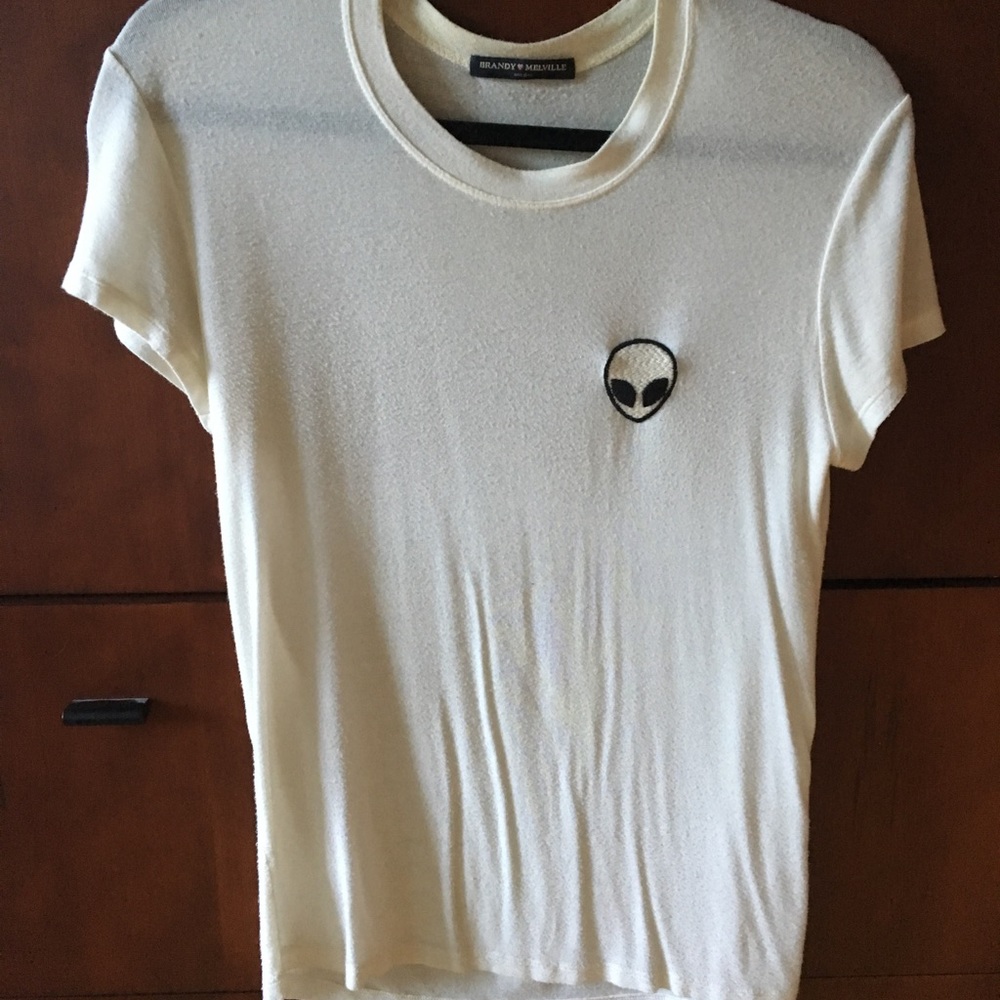 Brandy Melville white alien tee