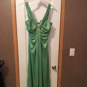 Green silk formal dress