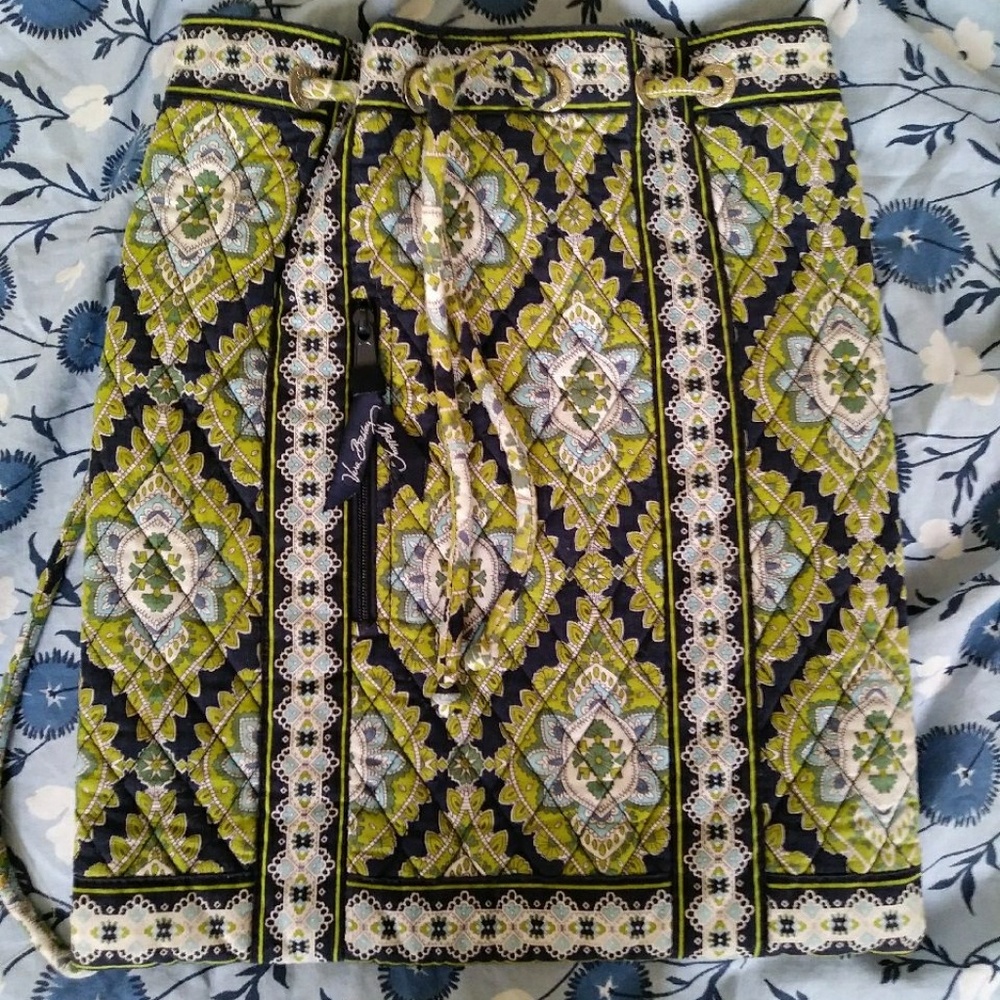 Vera Bradley Green and Blue Paisley Drawstring Bag