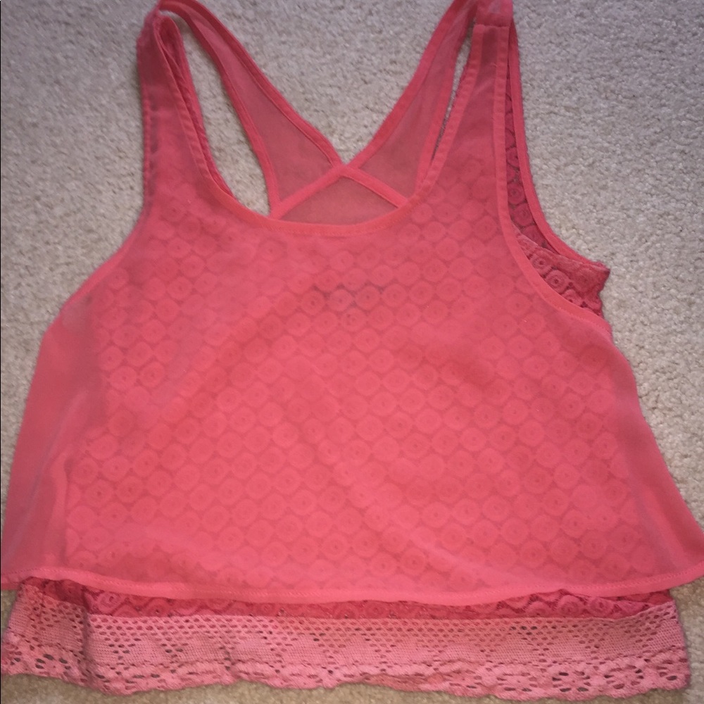 Salmon lace tank