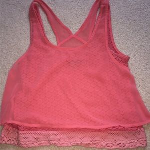 Salmon lace tank