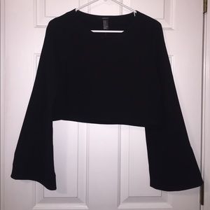 Forever 21- Black Bell Sleeve Crop Top