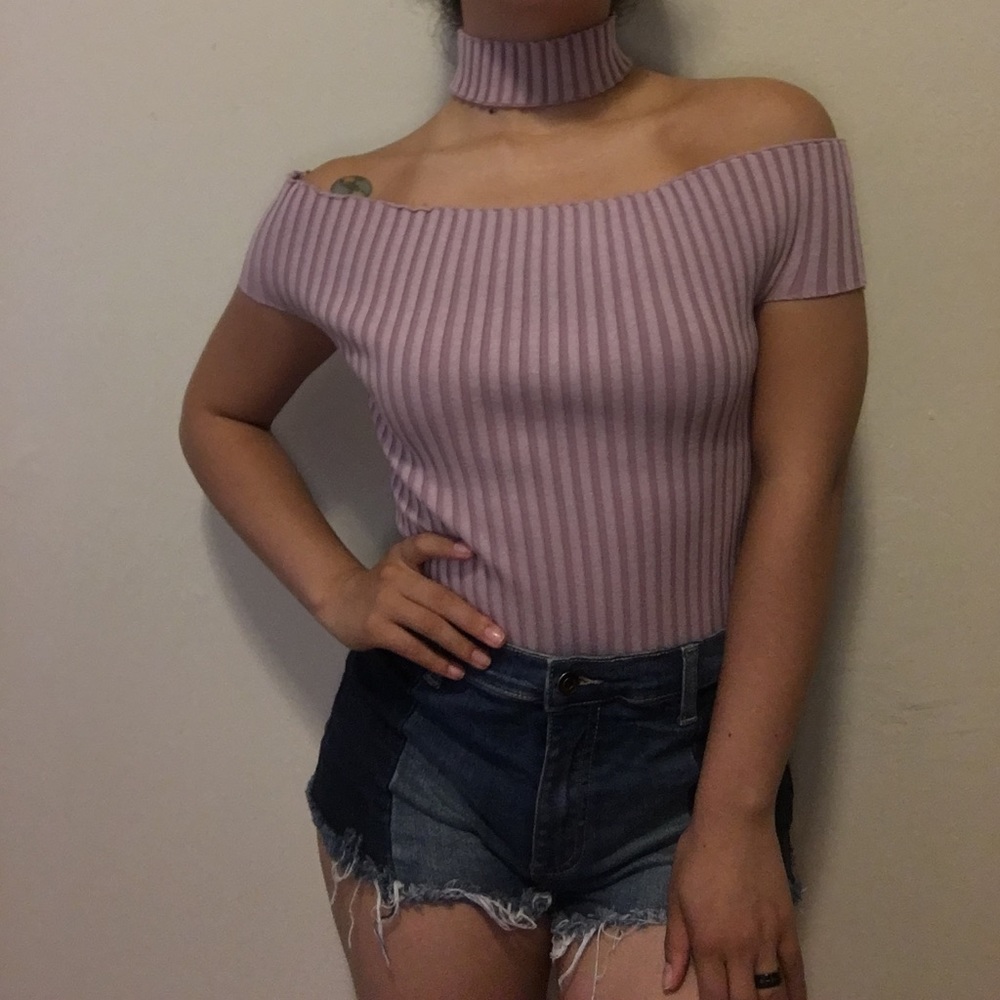 Lavender/ Purple stretchy top with choker