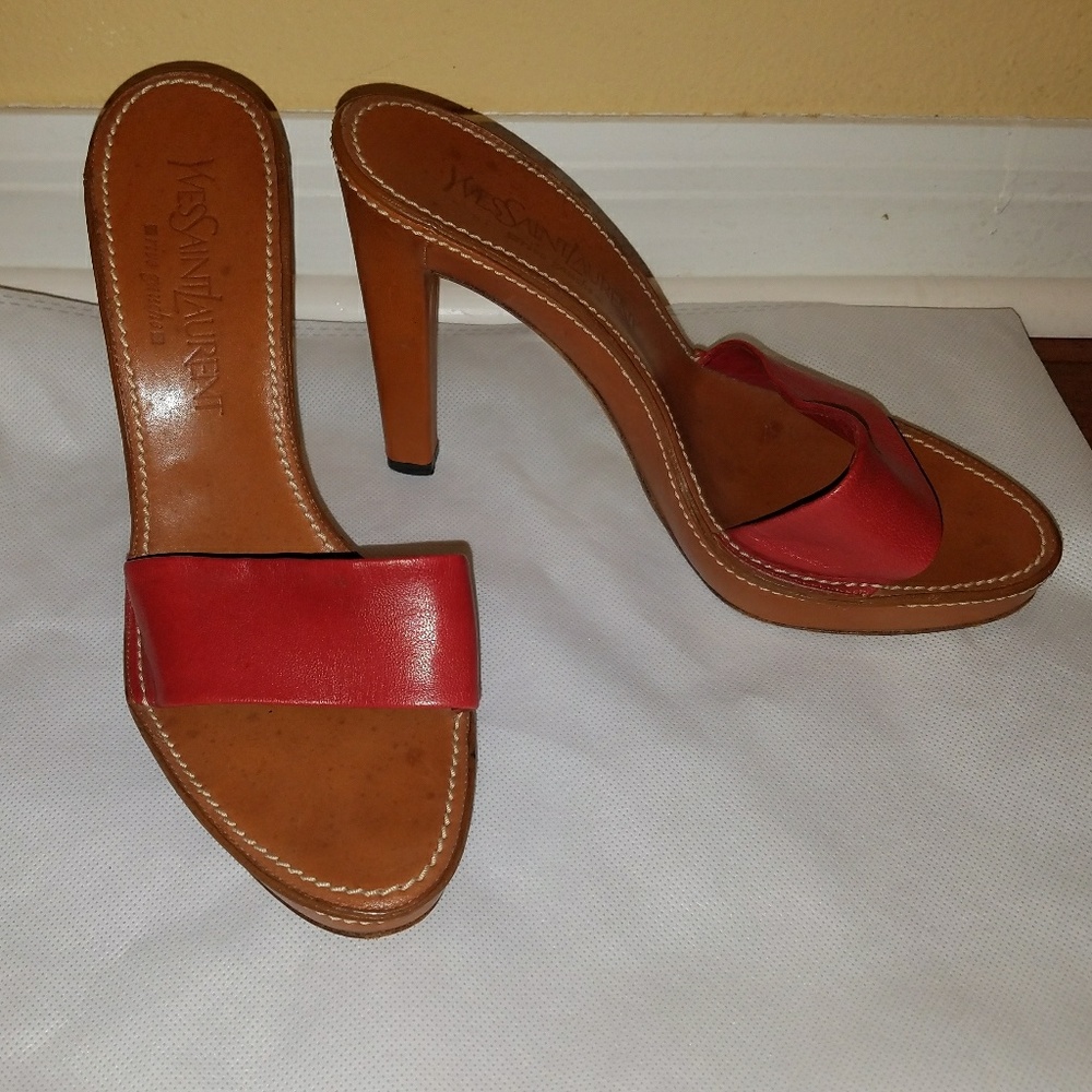 Yves Saint Laurent Leather Red Sandals 37 EU- 7US