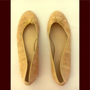 J. Crew cork and gold flats, size 8
