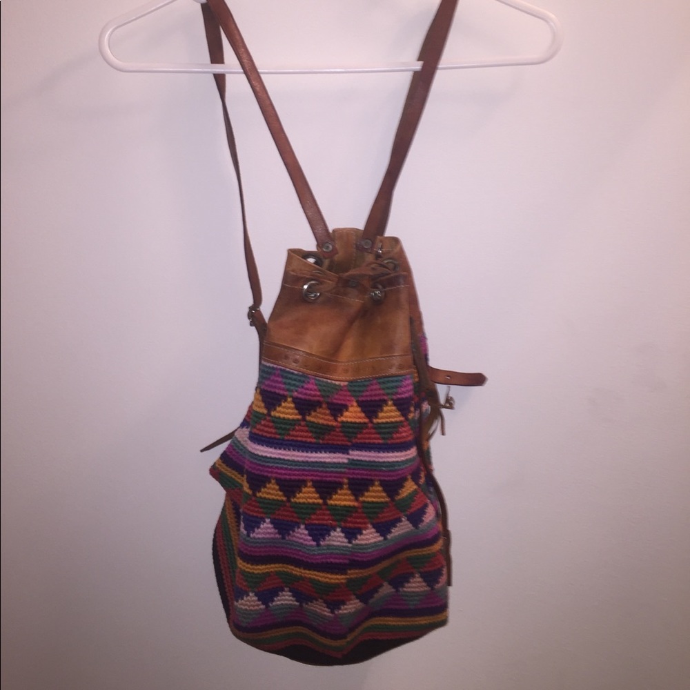 Rasta Colored Small Backpack With Leather - image 1