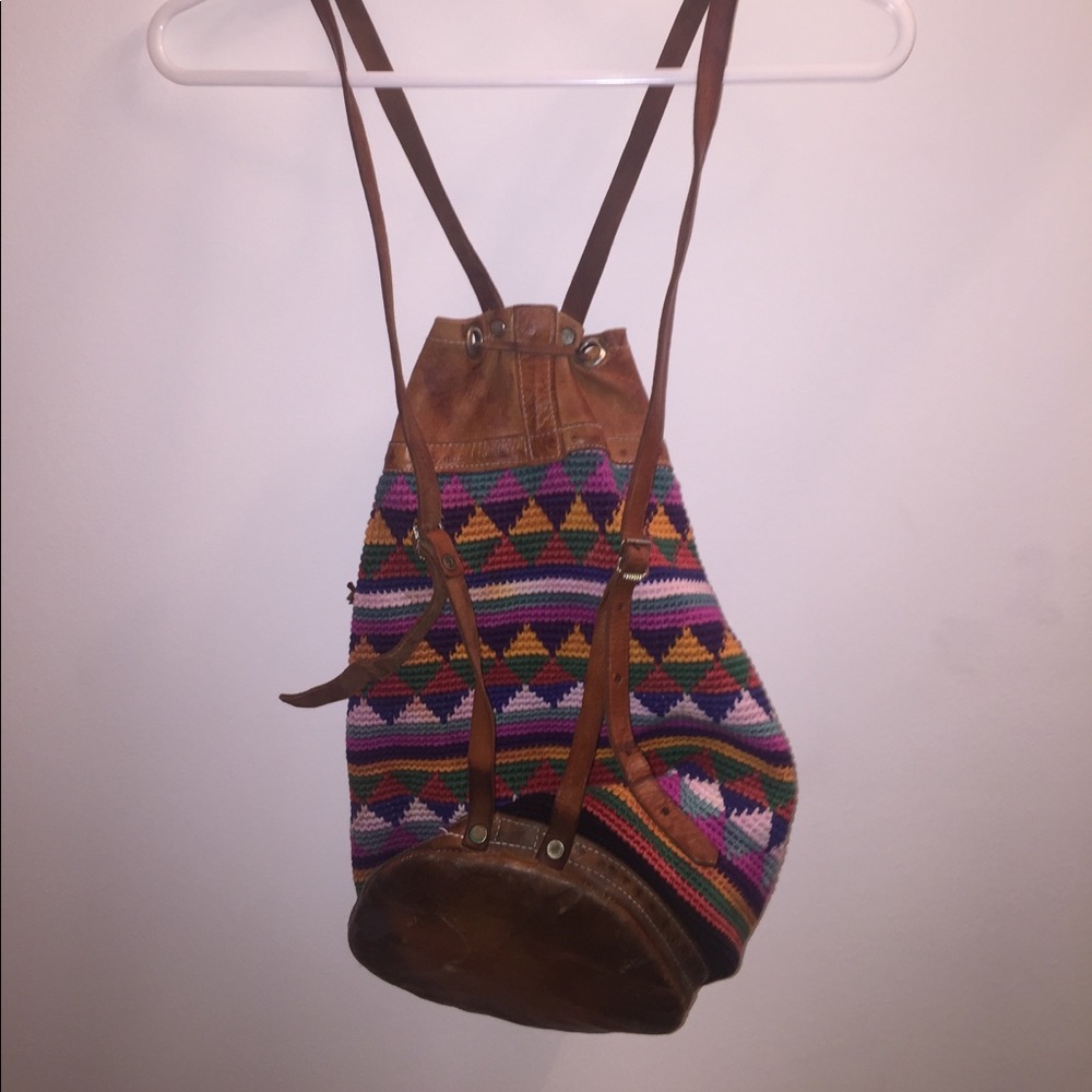 Rasta Colored Small Backpack With Leather - image 2