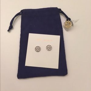 Tory Burch silver circle stud earrings