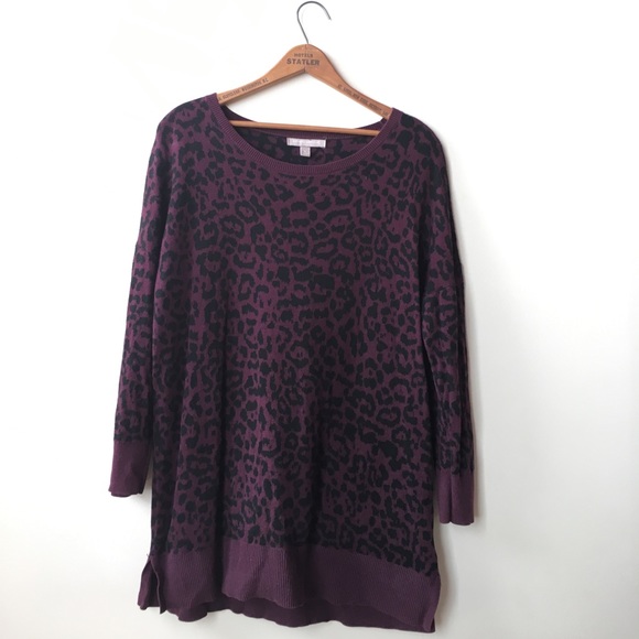 Banana Republic Sweaters - Banana Republic 3/4 Purple Leopard Print Sweater