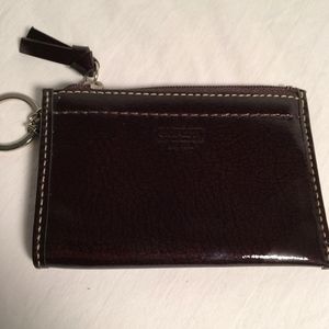 Coach Burgundy Patent Leather Coin and Card Wallet