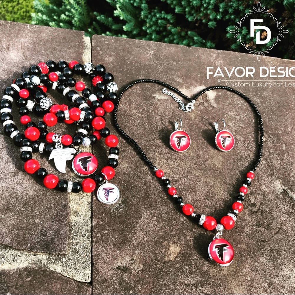 Custom Atlanta Falcons Jewelry Set.