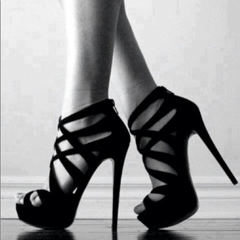 Strappy black heels. Great condition!